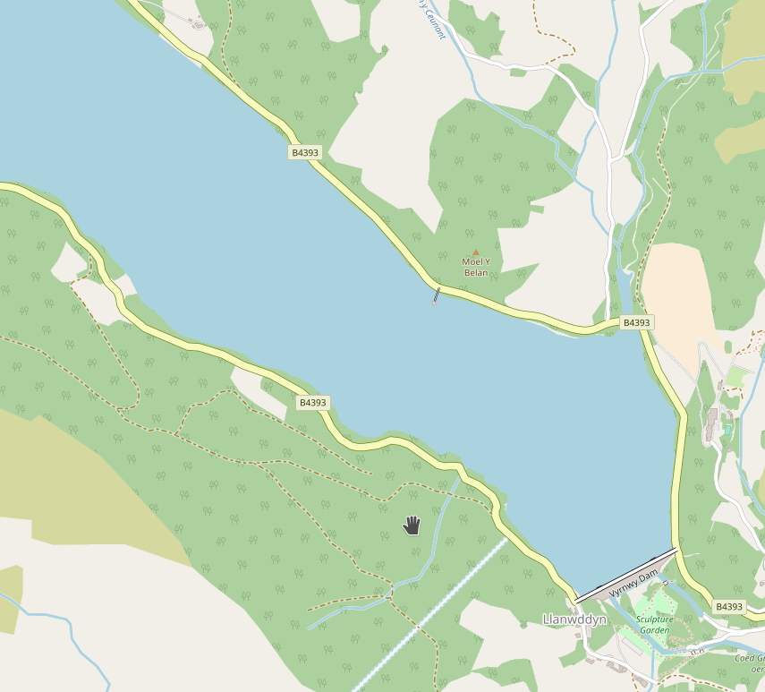 Karte von Lanwddyn Reservoir