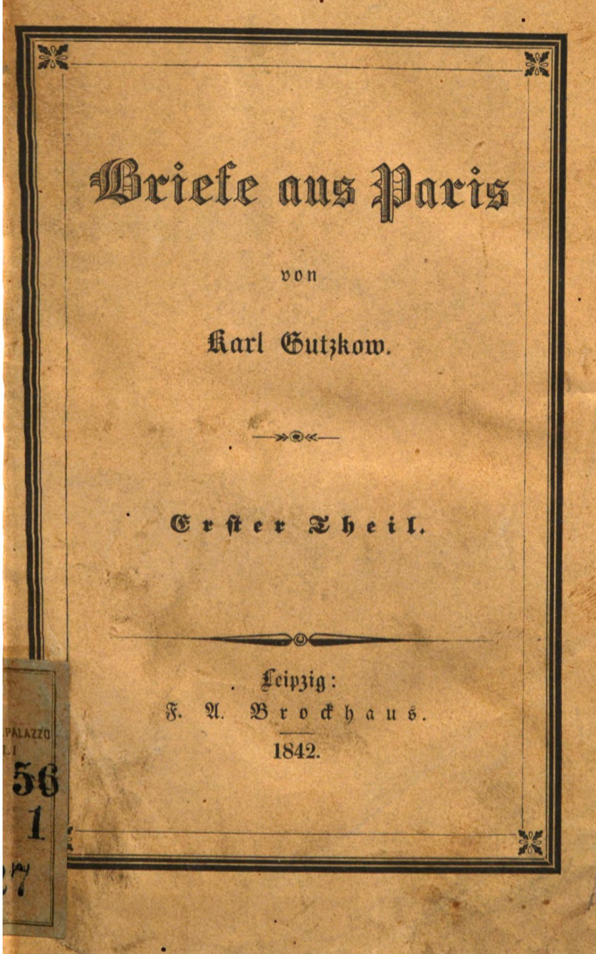 Scan der Titelseite des Werkes Briefe aus Paris von Karl Gutzkow