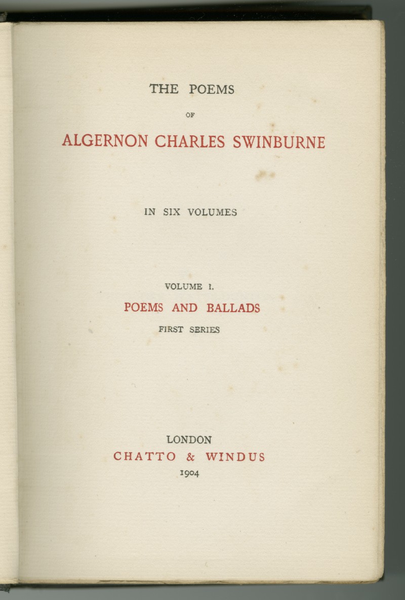 Titelseite eines Buches von A.C. Swinburne